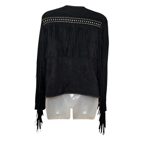 Tasha Polizzi Faux Suede Studded Western Jacket with Fringe size S - Picture 6 of 8